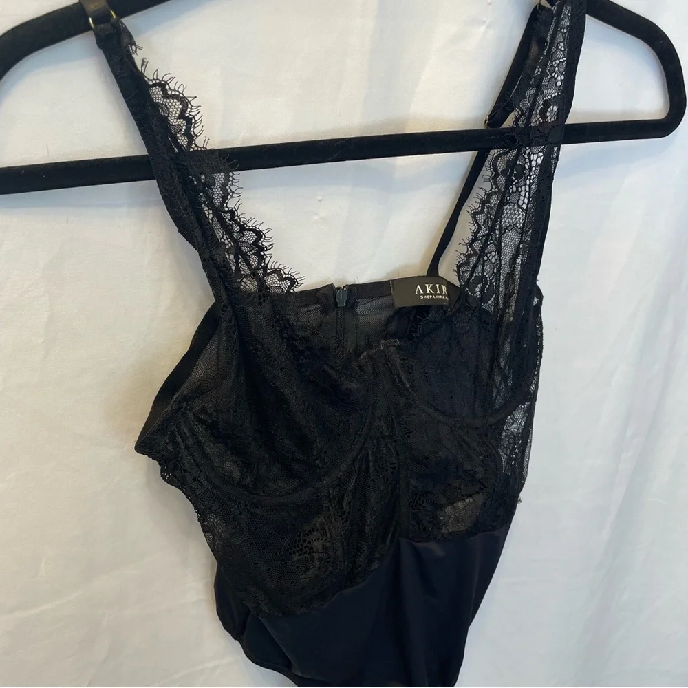 Akira‎ Black Lace M Body Suit Lingerie Sexy Romantic Goth Whimsigoth Flirty Fem